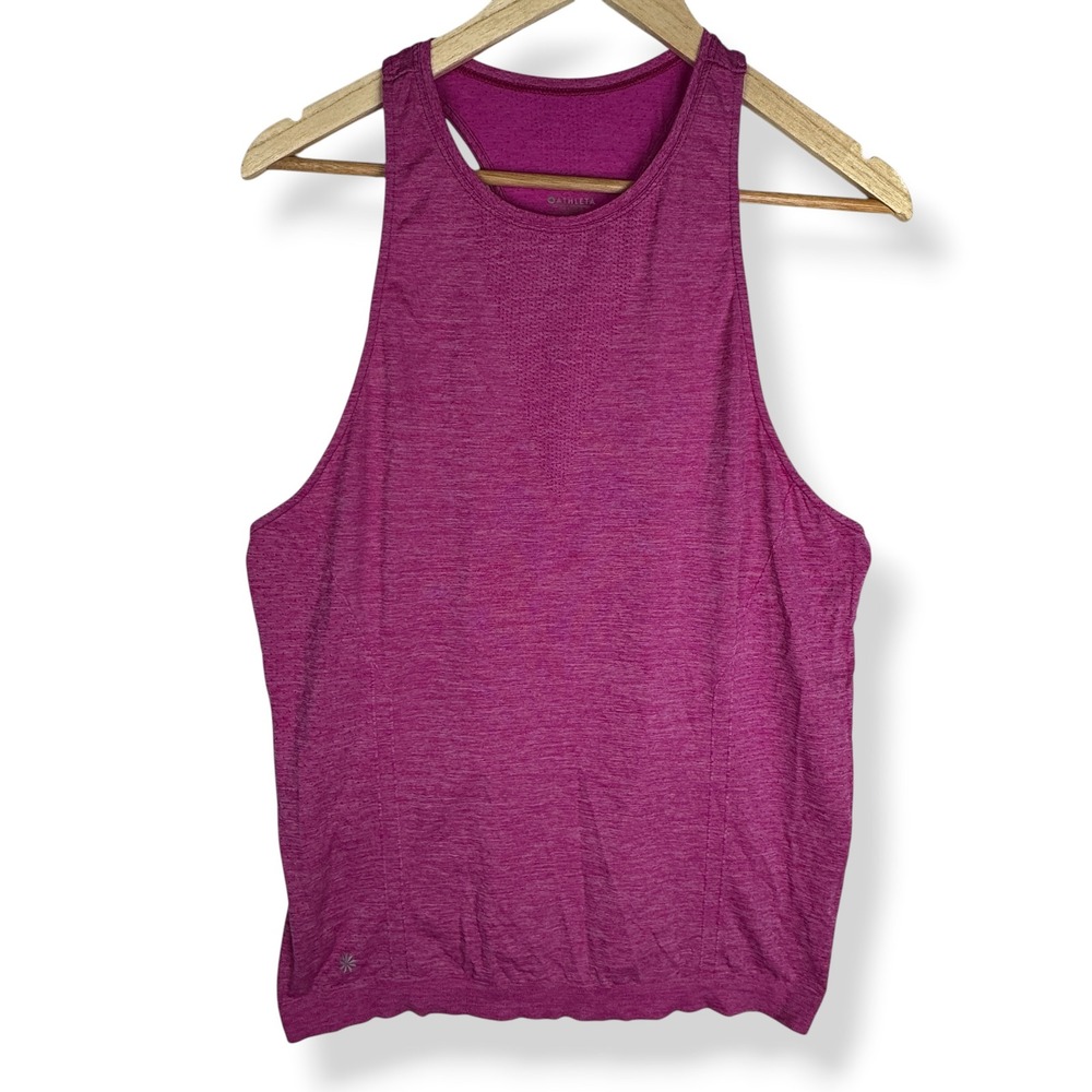 Athleta Reverb Tank Electric Fuschia Heather Top Size Medium Athletic Activewear